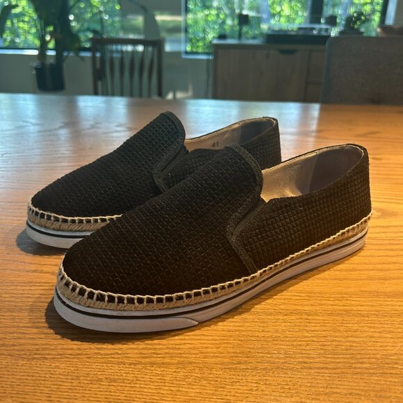 Jimmy Choo Black Cubed Suede Dawn Slip On Espadrille - Picture 2 of 11